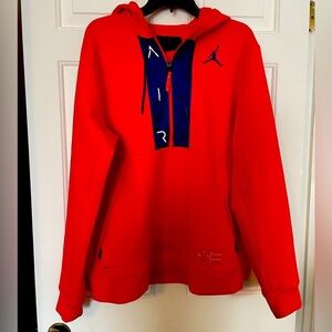 JoRDAN AIR Men’s Size Large Orange Hoodie 1/2 Zip Dri-fit Anti-gravity Equipment